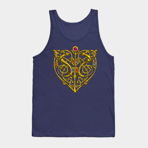 HYPER VALENTINE / GOLD CELTIC KNOT HEART WITH LIZARDS IN PURPLE Tank Top by BulganLumini